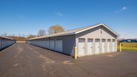 Exterior of storage units at Prestige Storage Galesburg.