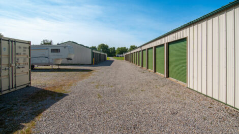 Storage units and uncovered vehicle storage in South Charleston, OH.