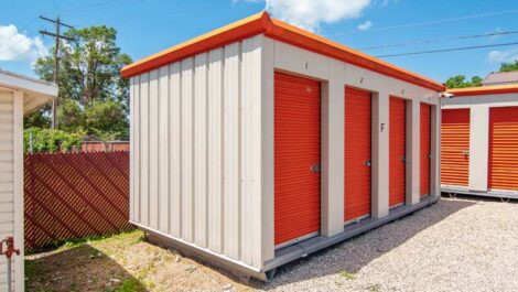 Exterior of storage units at Factory Drive Self Storage.