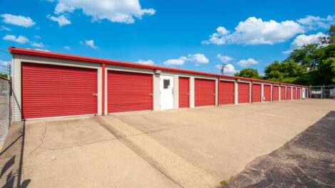 Exterior of storage units at Factory Drive Self Storage.