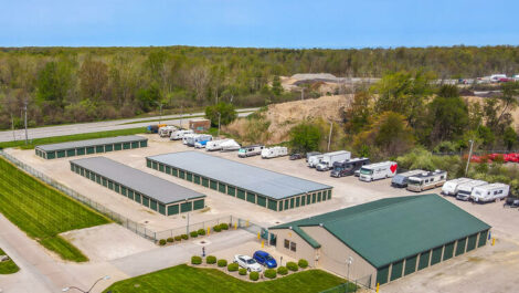 Arielview of storage facility with RV parking in Lorain.
