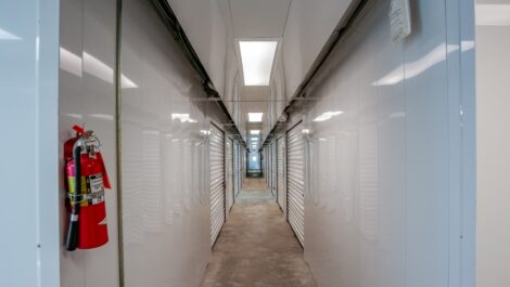 Exterior of storage facility at Prestige Storage in Jackson, MI.