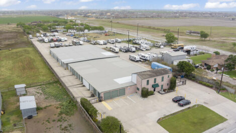 Overhead view of storage units in Corpus Christi, TX.